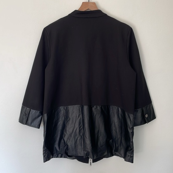 Misook | Faux Leather Knit Mock Neck Longline Minimalist Jacket Blazer Size XL - Picture 5 of 11